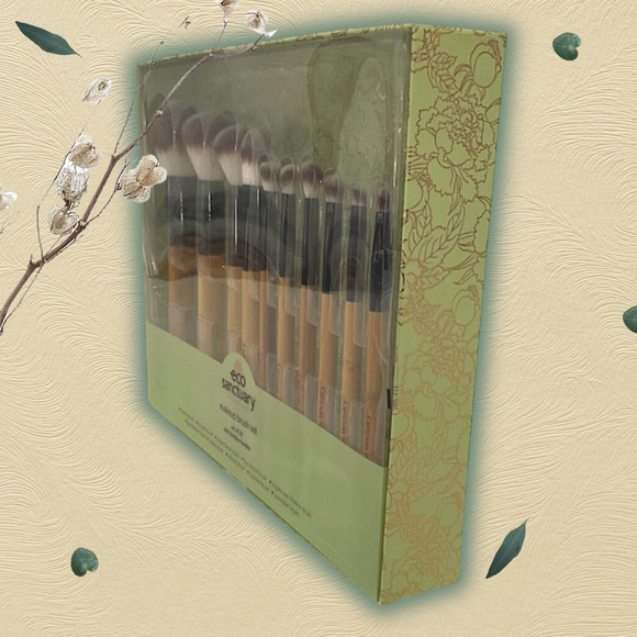 Eco Sanctuary Make Up Brush 10pc Set Bamboo Handles Powder Bronzer Concealer Eye - Picture 9 of 16